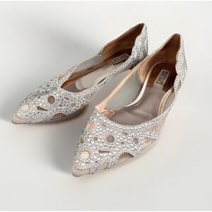 Badgely Mischka Gigi Flats Rhinestone Wedding Bridal Shoes Ivory Bling Size 9